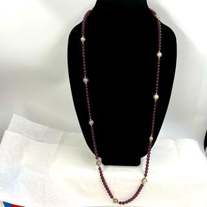 Vintage Passion Purple and Faux Pearl Bead Necklace